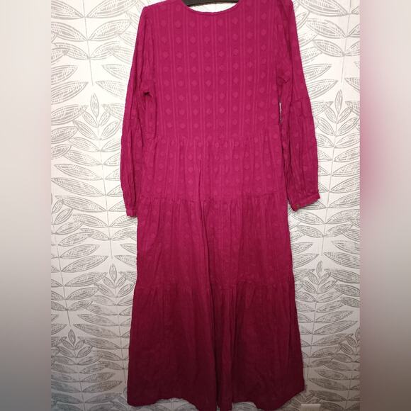 By Anthropologie Viola Maxi Dress Plum Boho Prairie V Neck Cottagecore Tradwife - Picture 5 of 9